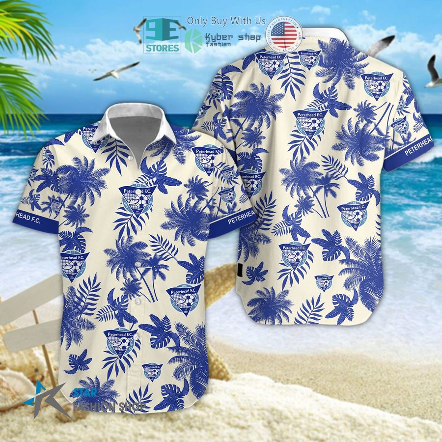 peterhead f c logo palm tree hawaiian shirt shorts 1 64982