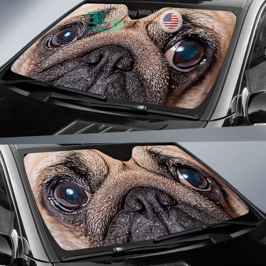 pug eyes car sun shade 2 43355