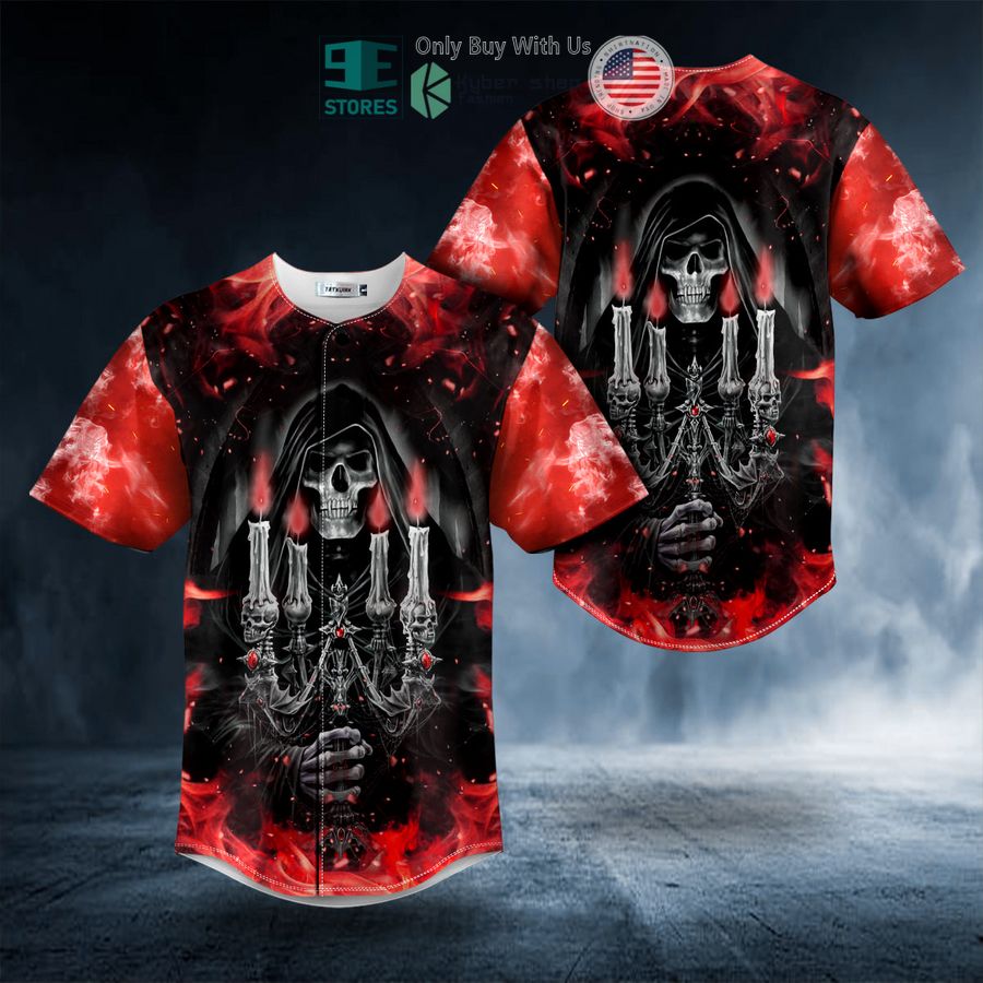 red candelabra candle grim reaper skull baseball jersey 1 89076