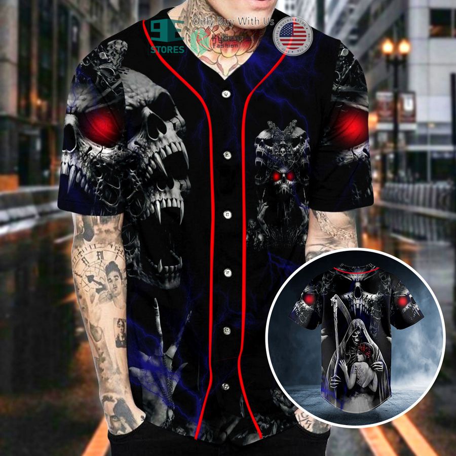 red neckline dead kiss skull baseball jersey 2 62498