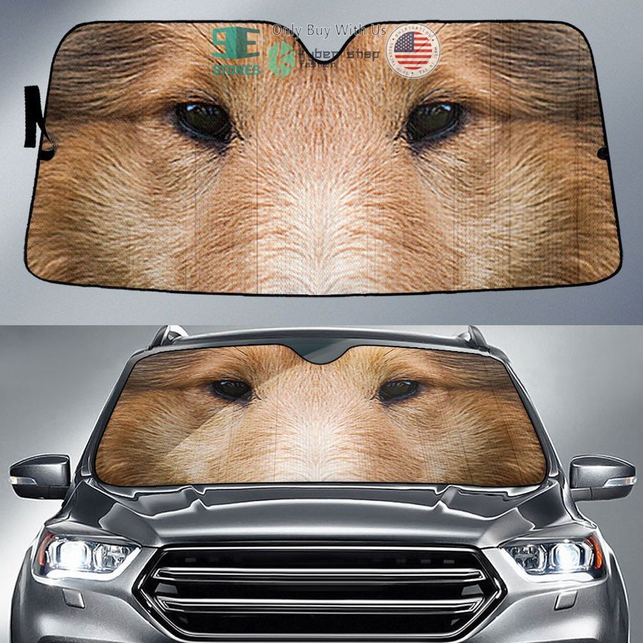 rough collie eyes car sun shade 1 14944