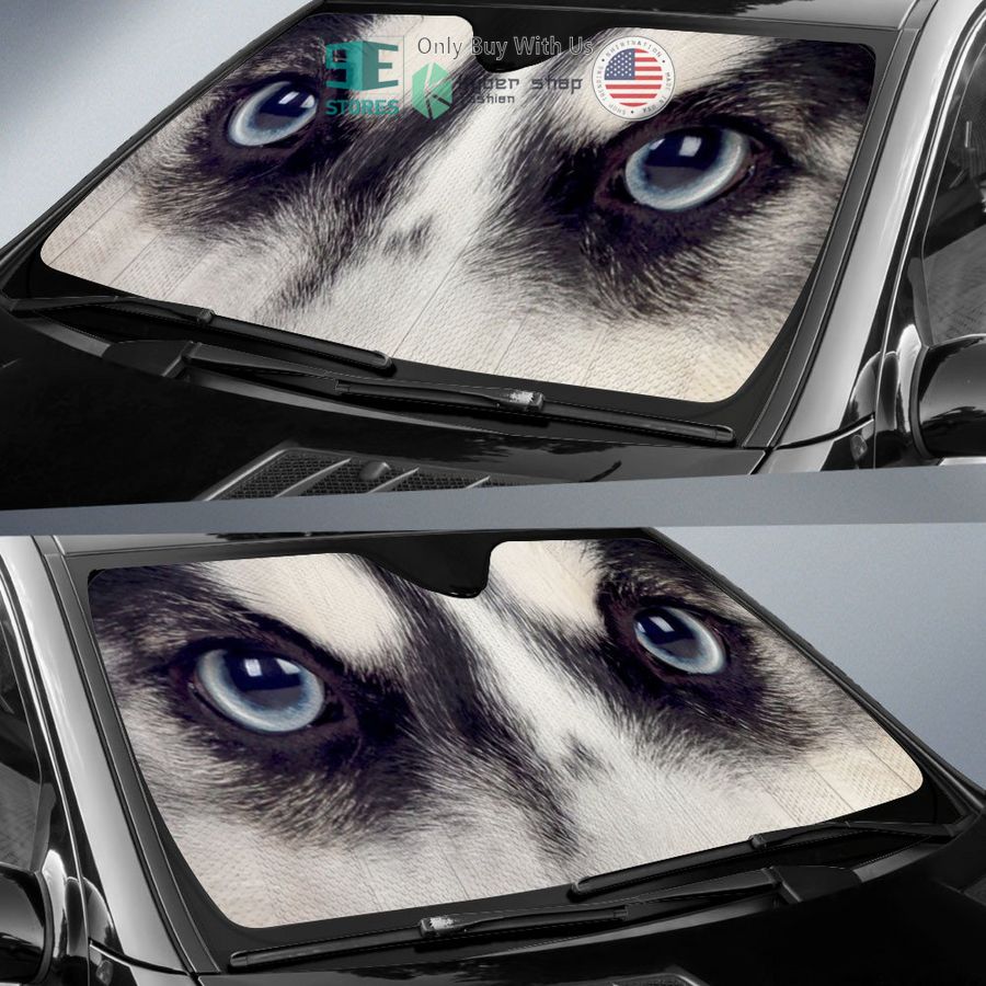 siberian husky eyes car sun shade 2 34394