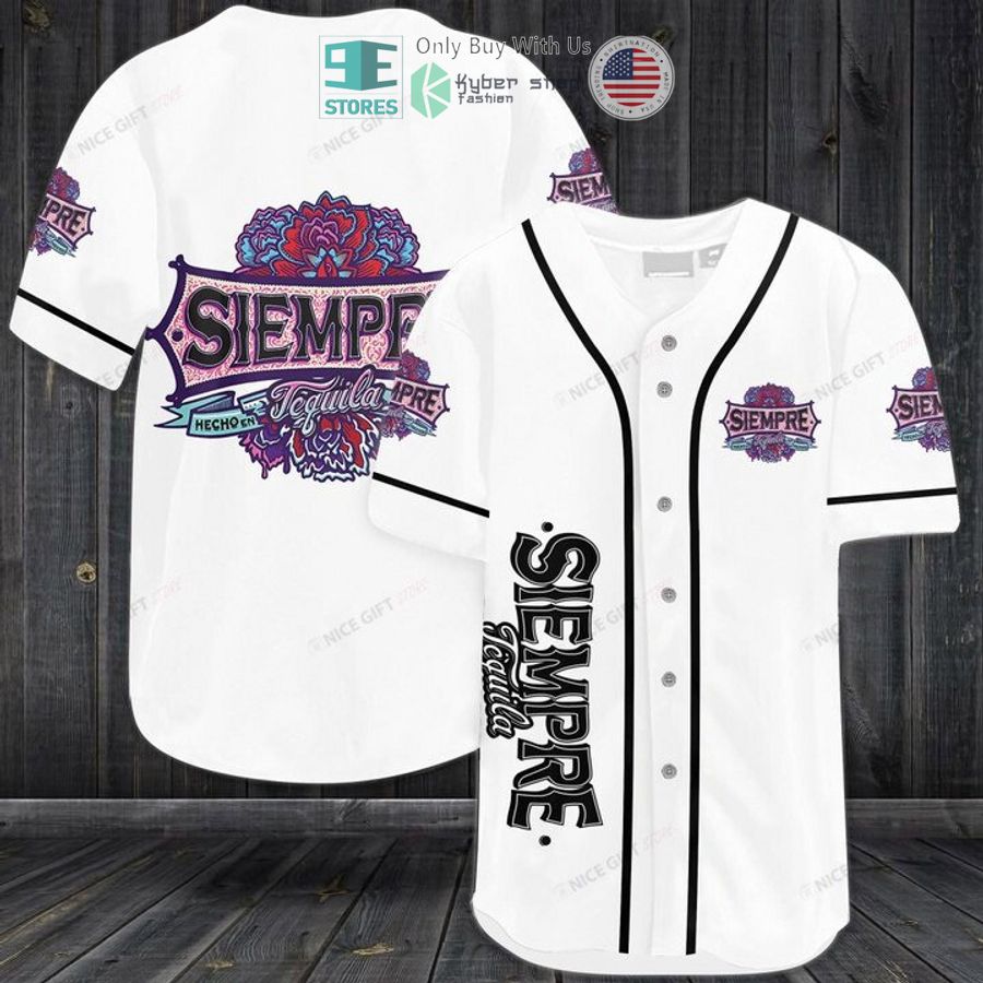 siempre tequila logo white baseball jersey 1 37329