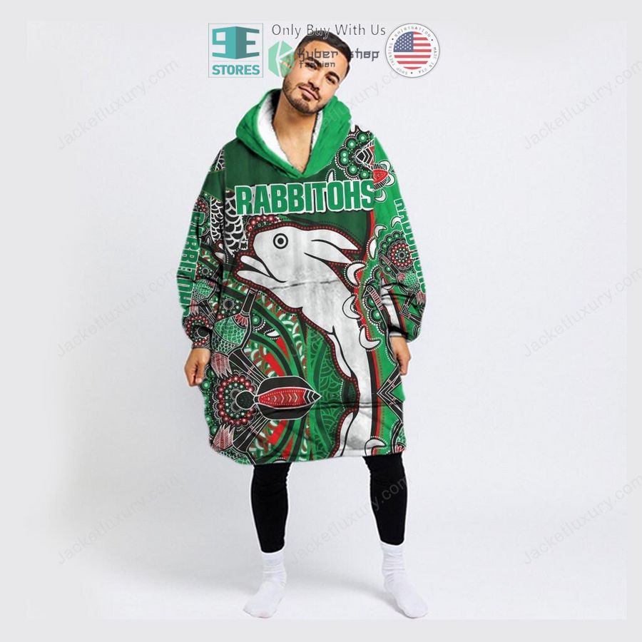 south sydney rabbitohs sherpa hooded blanket 1 79173