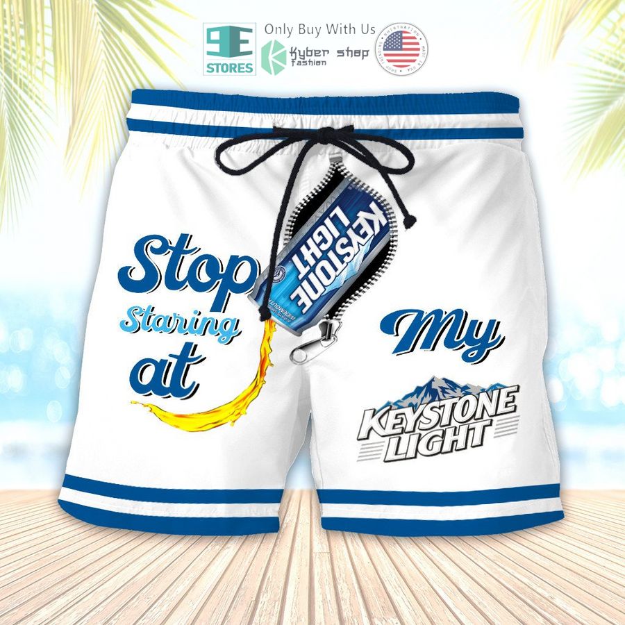 stop staring at my keystone light beach shorts 1 1891