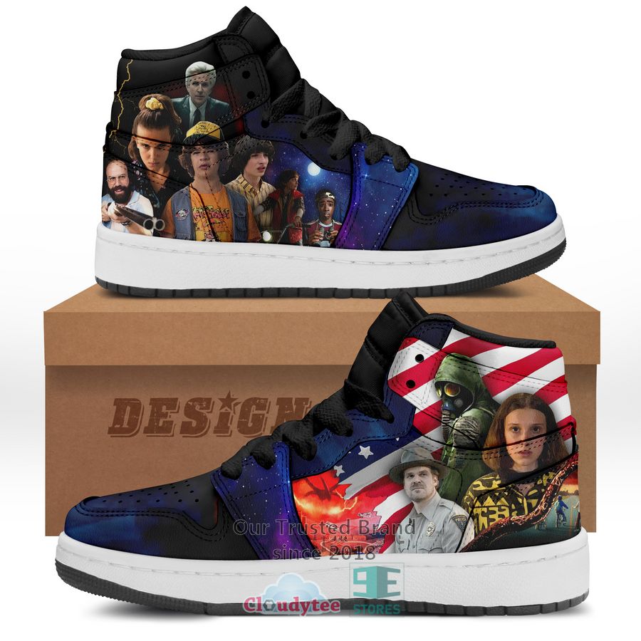 stranger things characters united statse flag air jordan high top shoes 1 84067