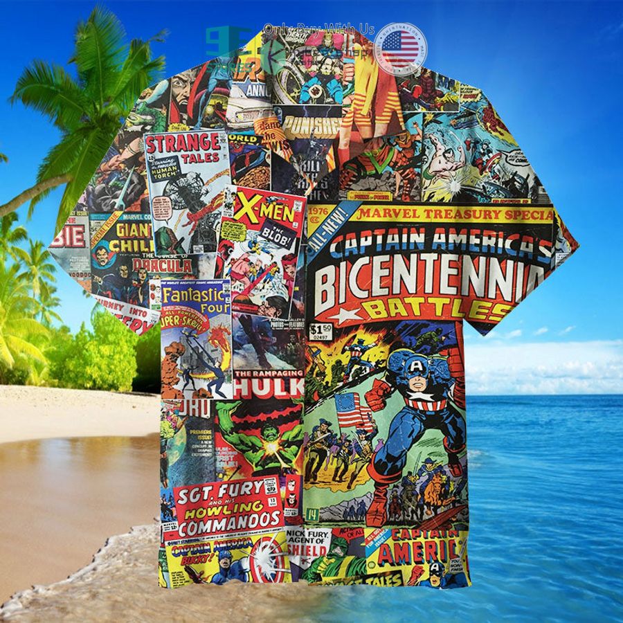 superhero comics covers colorful hawaiian shirt 1 84642