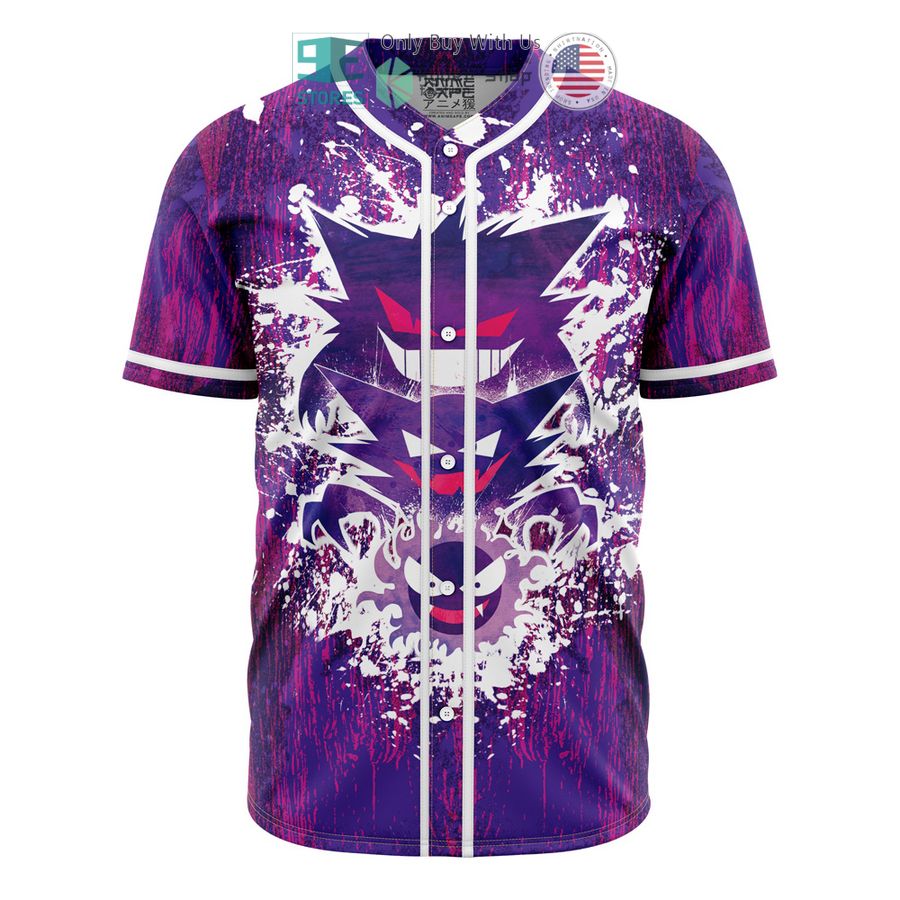 trippy ghostly evolution ghastly haunter gengar pokemon baseball jersey 1 97630