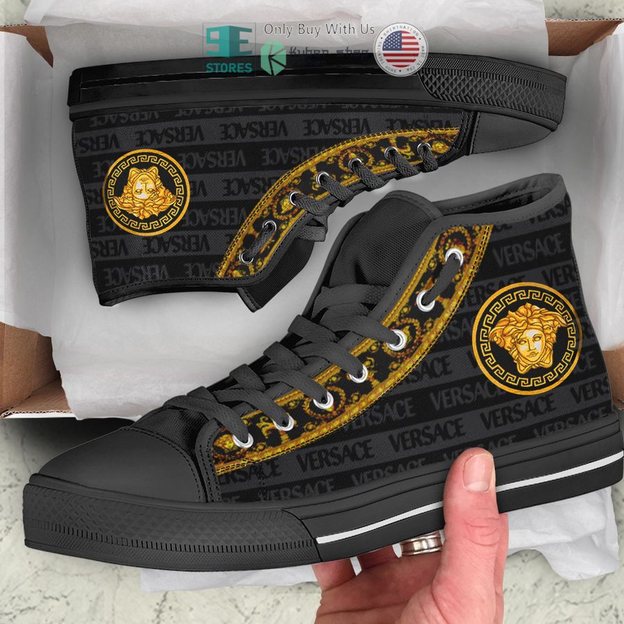 versace brand logo black canvas high top shoes 1 28185