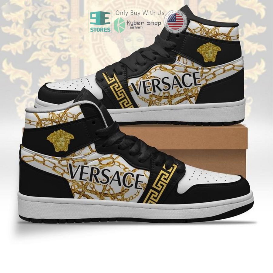 versace chain pattern black white air jordan high top shoes 1 81519