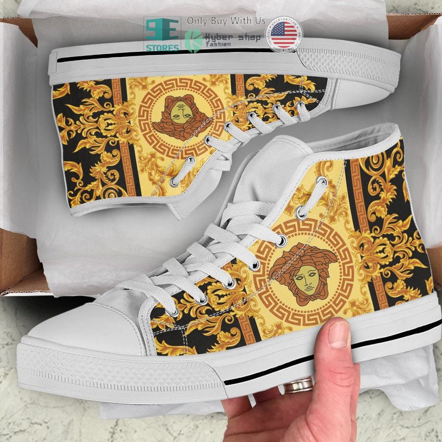 versace logo white canvas high top shoes 1 94029