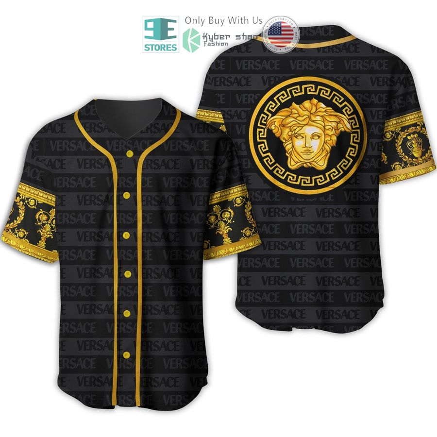 versace medusa logo black yellow baseball jersey 1 18787