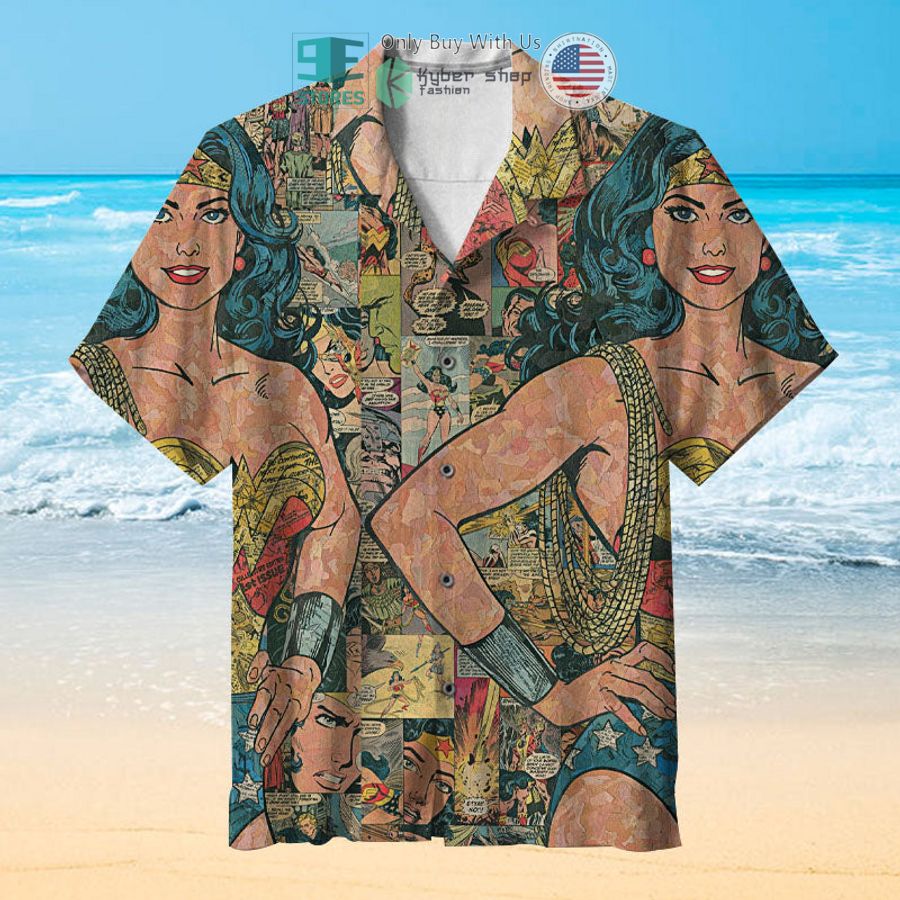 wonder woman comic collage hawaiian shirt 1 82842