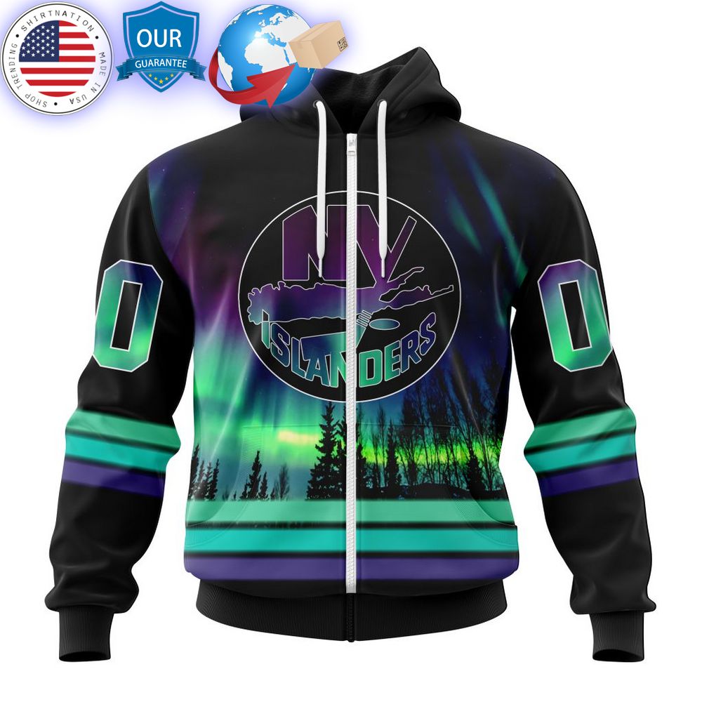 hot custom new york islanders special design with northern lights shirt 2