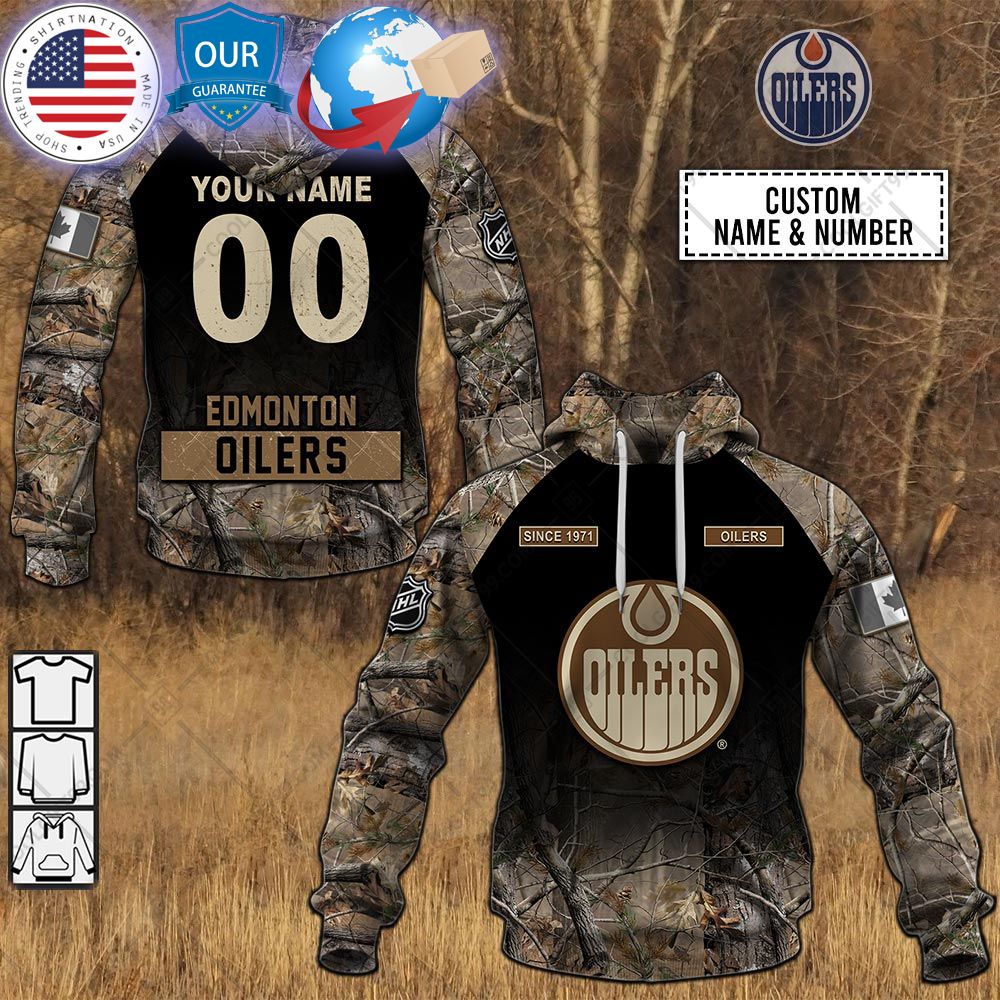 hot edmonton oilers hunting camouflage custom shirt 1