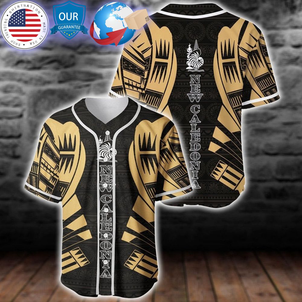 hot caledonia polynesian tattoo gold custom baseball jersey 1