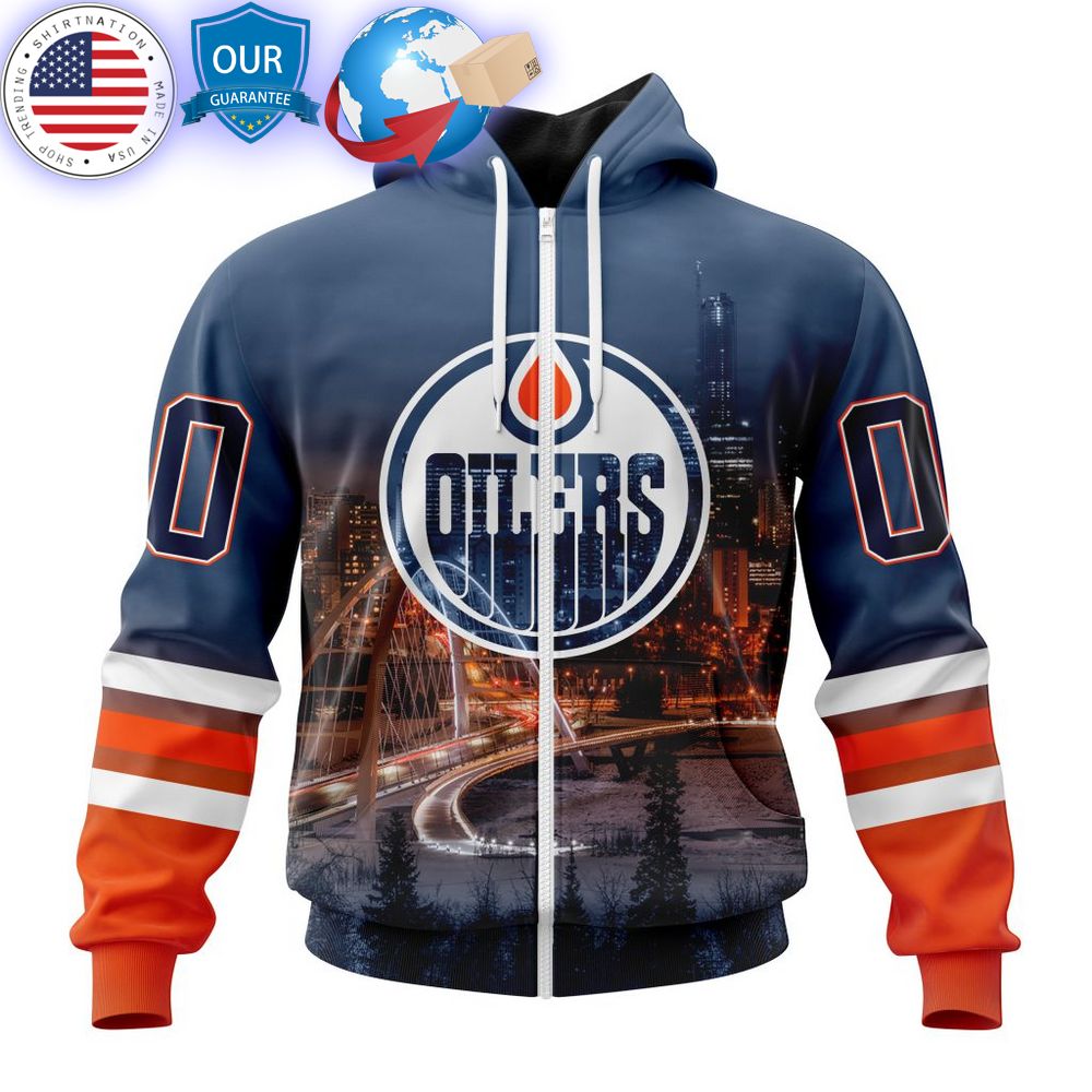 hot custom edmonton oilers special design with walterdale bridge shirt 2