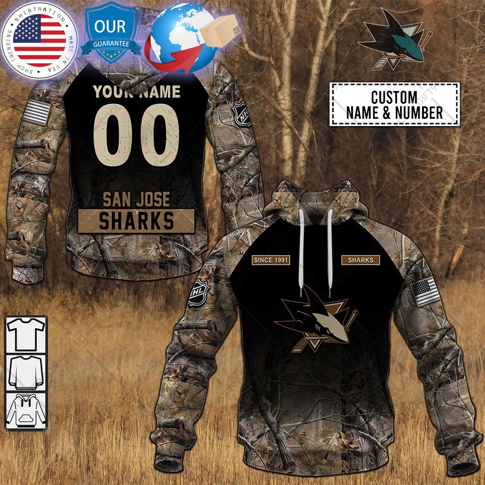 hot san jose sharks hunting camouflage custom shirt 1