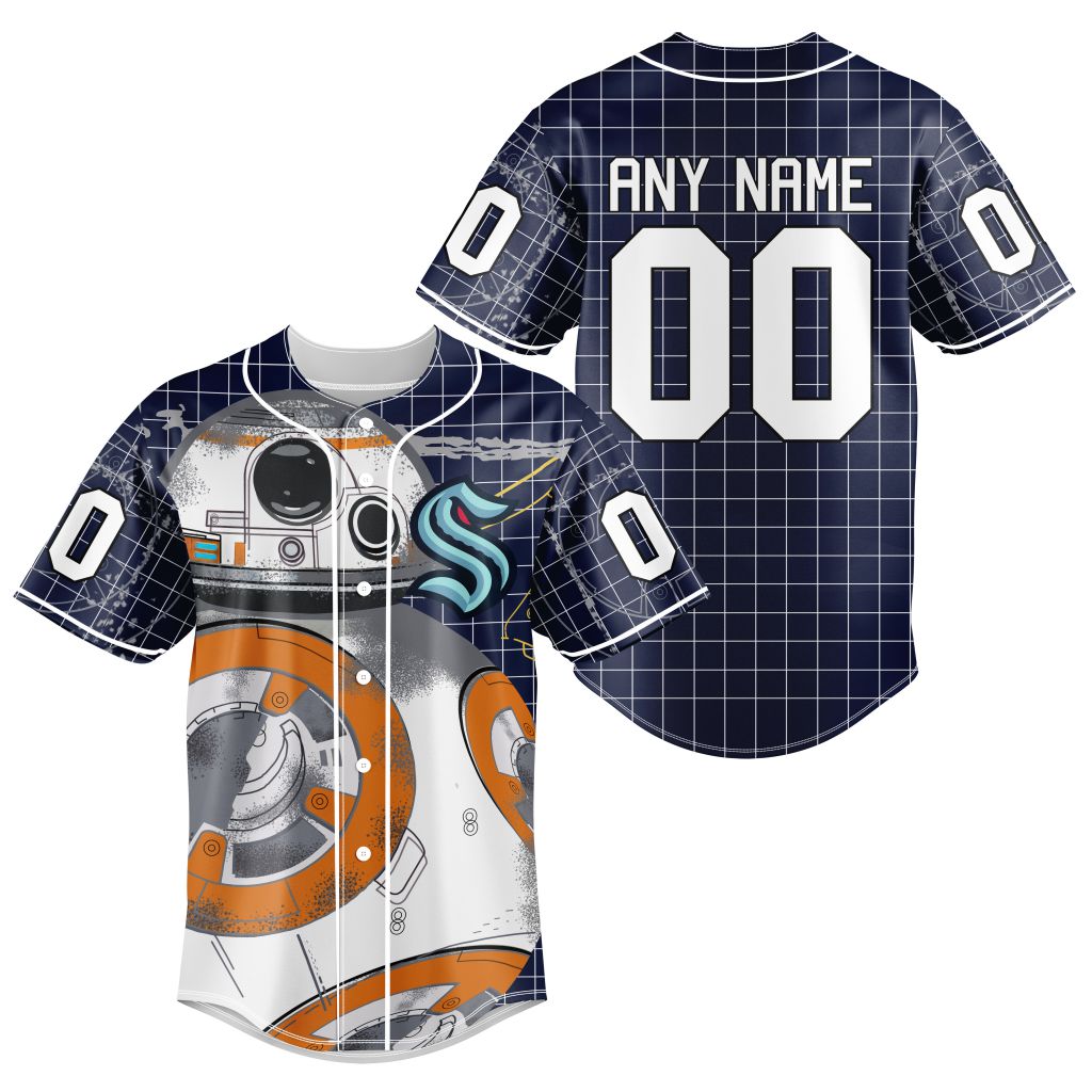 Seattle Kraken Bb 8 D Star War Custom Baseball Jersey