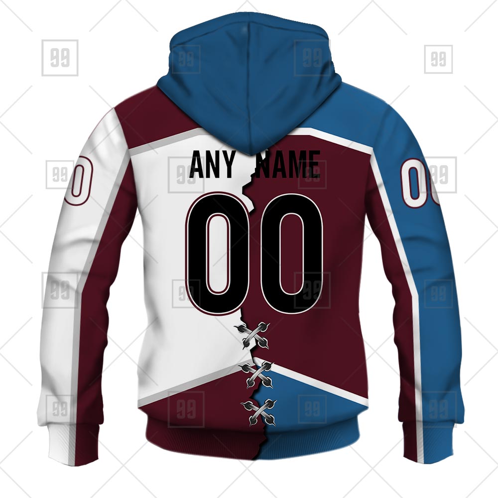 TU YN NHL Mix Jersey Colorado Avalanche hoodie zip back