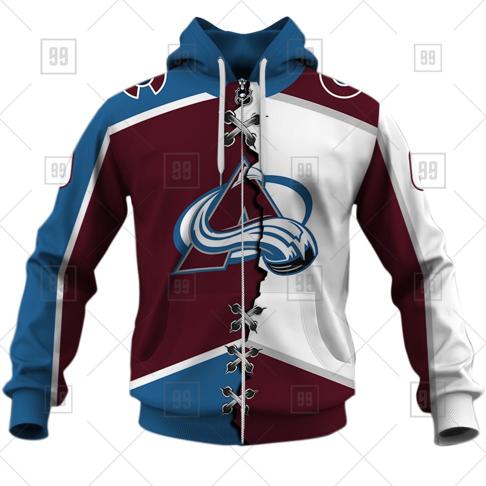 TU YN NHL Mix Jersey Colorado Avalanche hoodie zip front