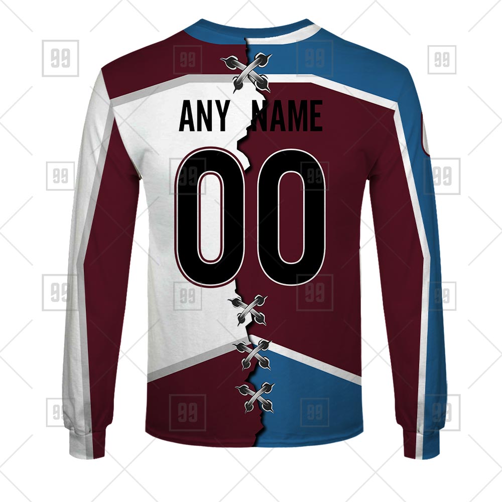TU YN NHL Mix Jersey Colorado Avalanche long sleeve back