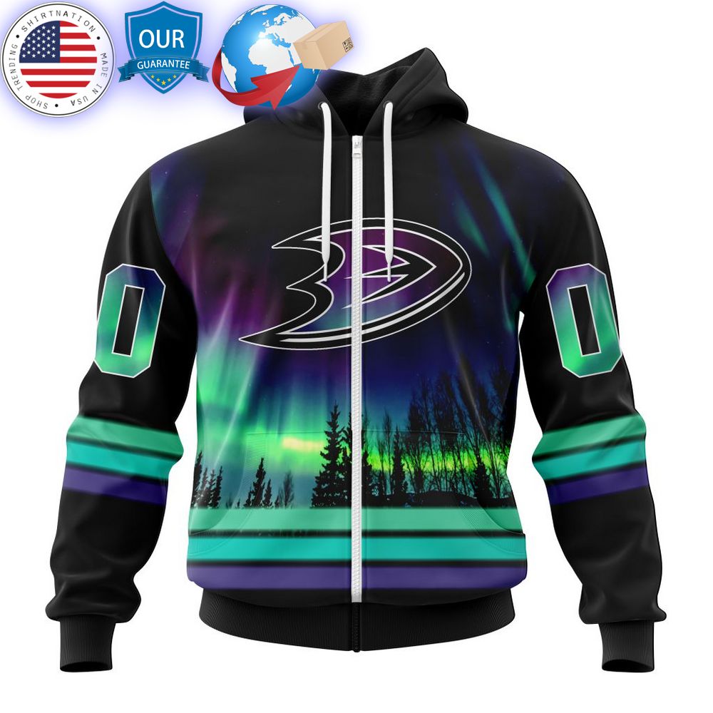 hot custom anaheim ducks special design with northern lights shirt 2