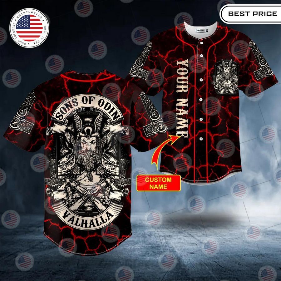 best son of odin valhalla viking odin fantasy red lightning custom baseball jersey 1 190