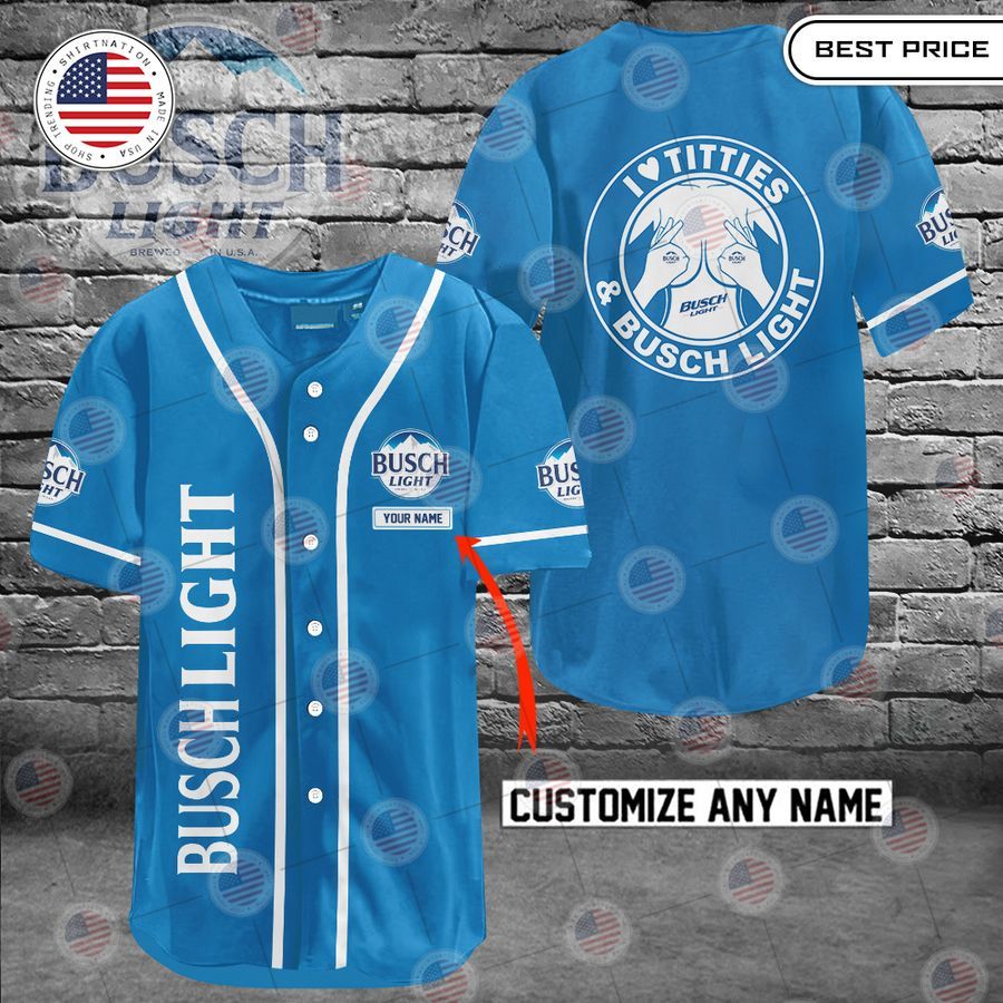 busch light i love titties and busch light custom baseball jersey 1 190