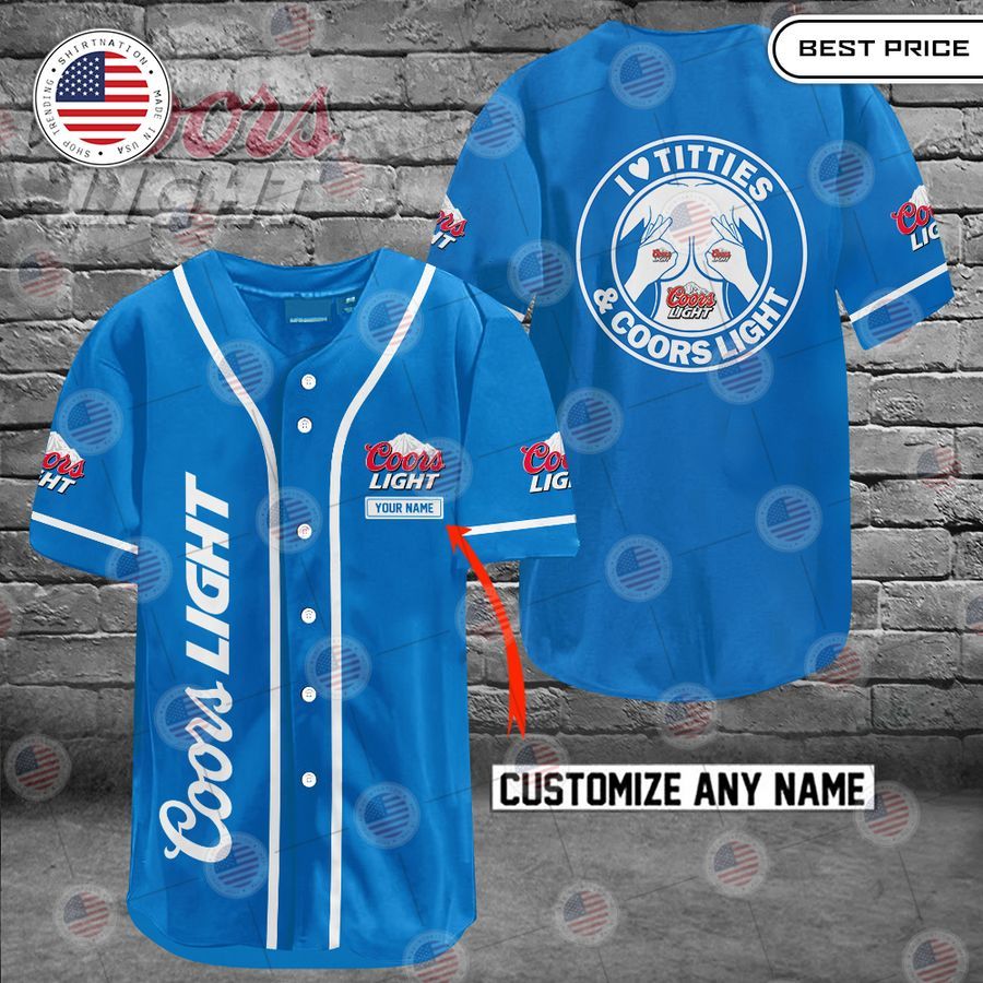 coors light i love titties and coors light custom baseball jersey 1 75