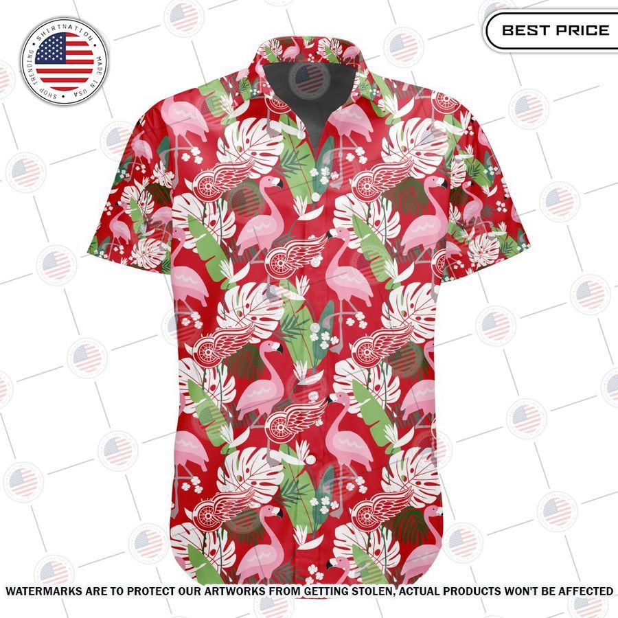 Detroit Red Wings Flamingo Hawaiian Shirt Beauty queen