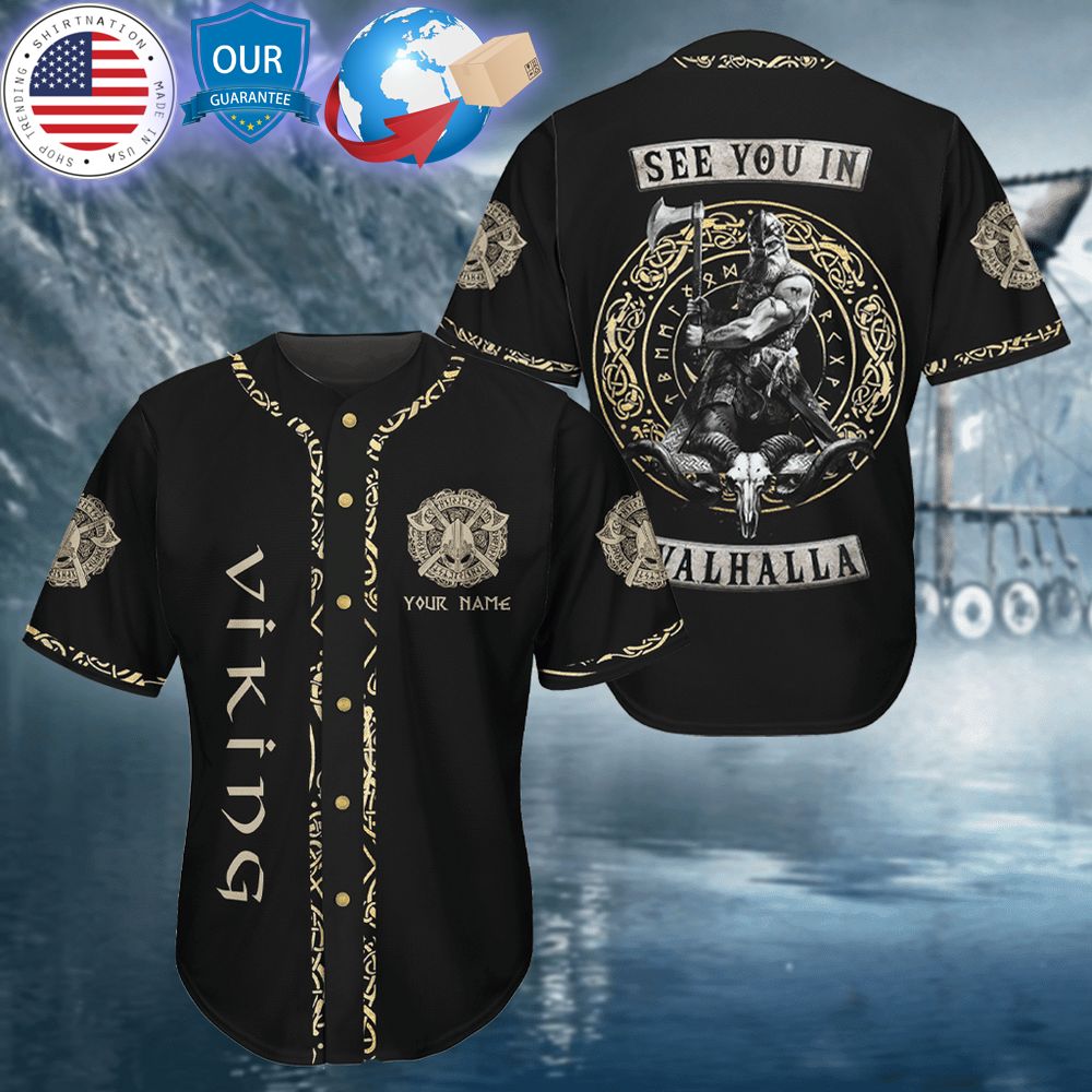 hot see you in valhalla vikings custom baseball jersey 1