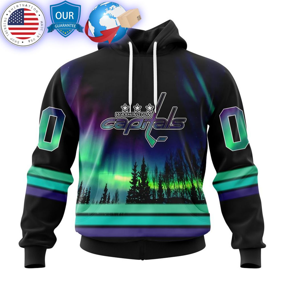 hot custom washington capitals special design with northern lights shirt 1