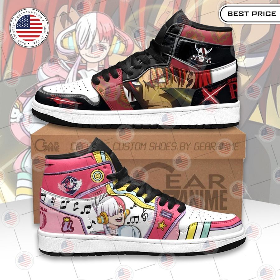 one piece shanks x uta red air jordan high top shoes 2 387