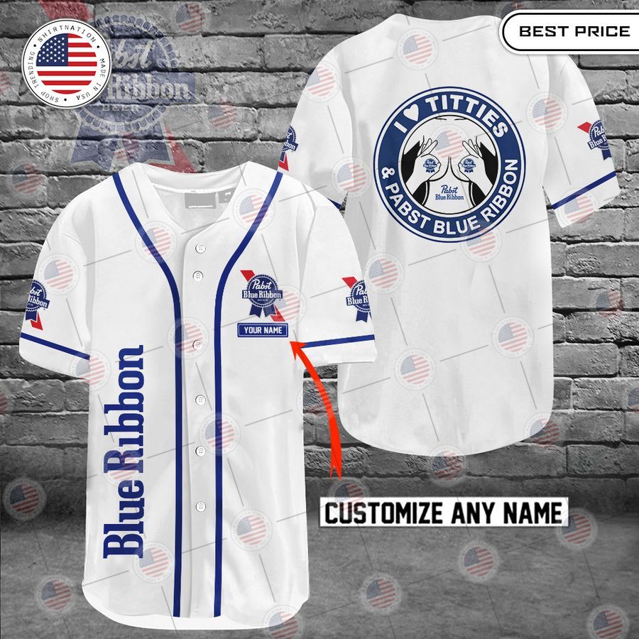 pabst blue ribbon i love titties and pabst blue ribbon custom baseball jersey 1 239