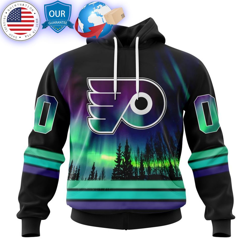 hot custom philadelphia flyers special design with northern lights shirt 1