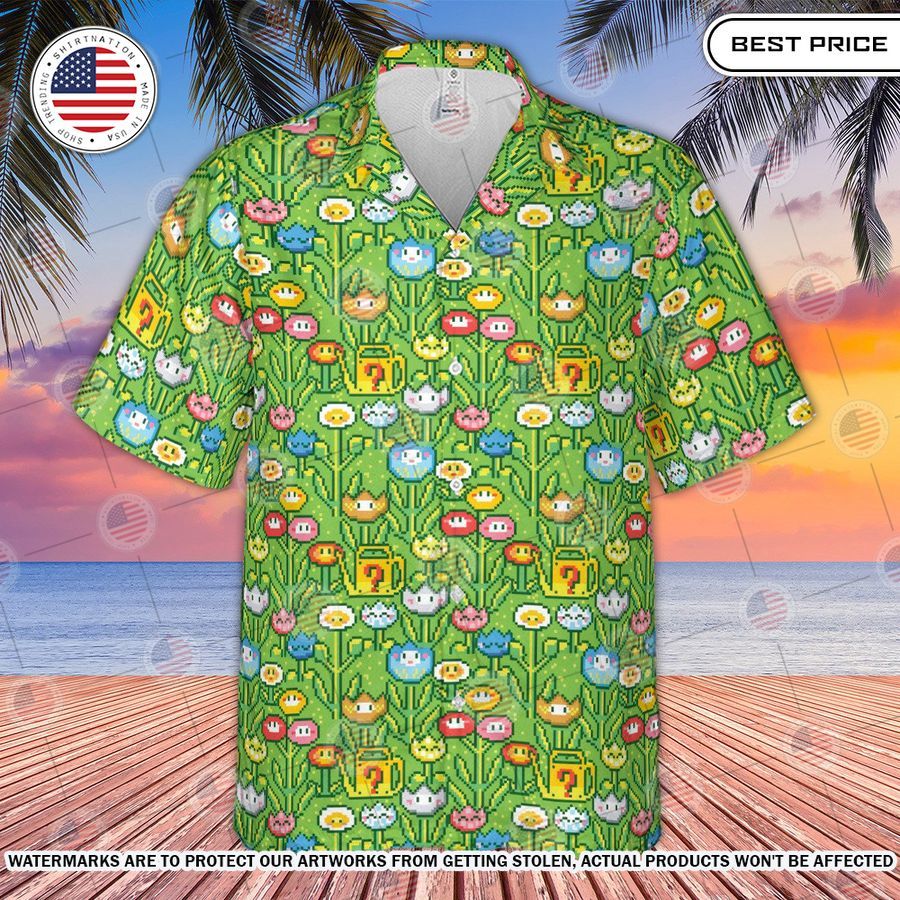 8Bit Flower Garden Super Mario Hawaiian Shirt Eye soothing picture dear