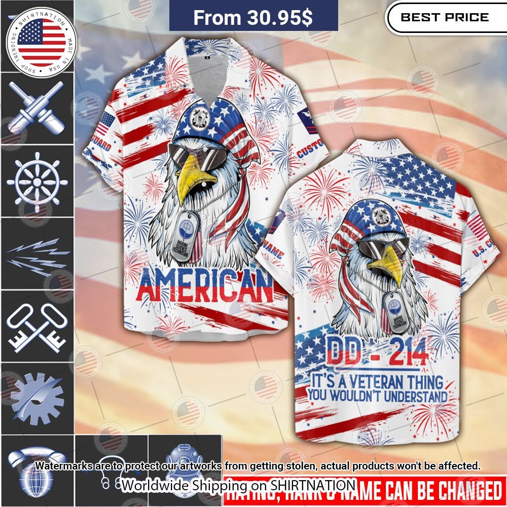 Coast Guard Ratings US Eagle Hawaiian Shirt Radiant and glowing Pic dear