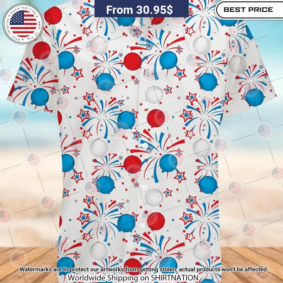 Fireworks Balloons 4th Of July Hawaiian Shirt Cutting dash