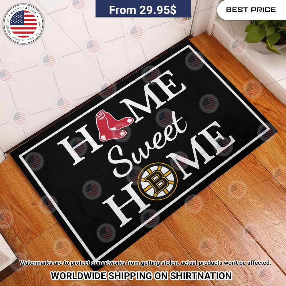 Home Sweet Home Boston Bruins and Boston Red Sox Doormat Cutting dash