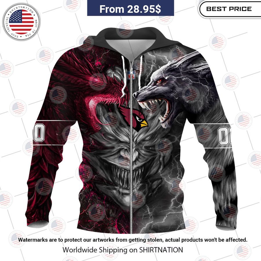 HOT Arizona Cardinals Demon Face Wolf Dragon Shirt Speechless