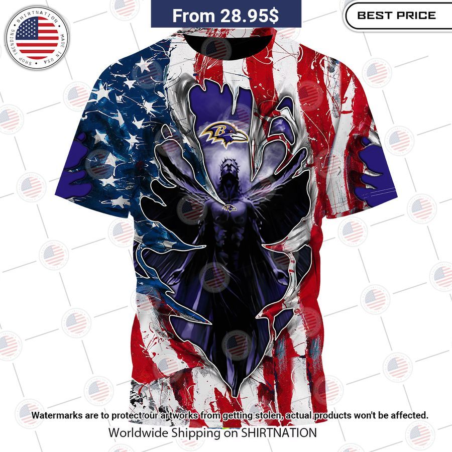 HOT Baltimore Ravens US Flag Angel Shirt Nice shot bro