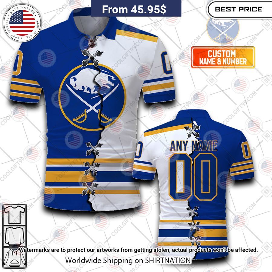 HOT Buffalo Sabres Mix Home Away Jersey Polo Shirt Nice shot bro