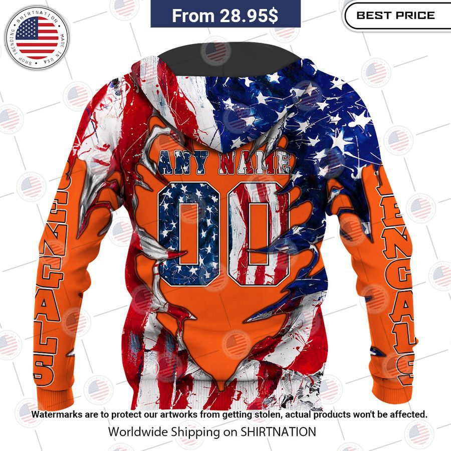 HOT Cincinnati Bengals US Flag Angel Shirt Cutting dash