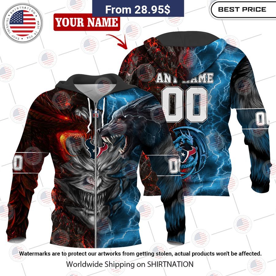 HOT Houston Texans Demon Face Wolf Dragon Shirt Cuteness overloaded