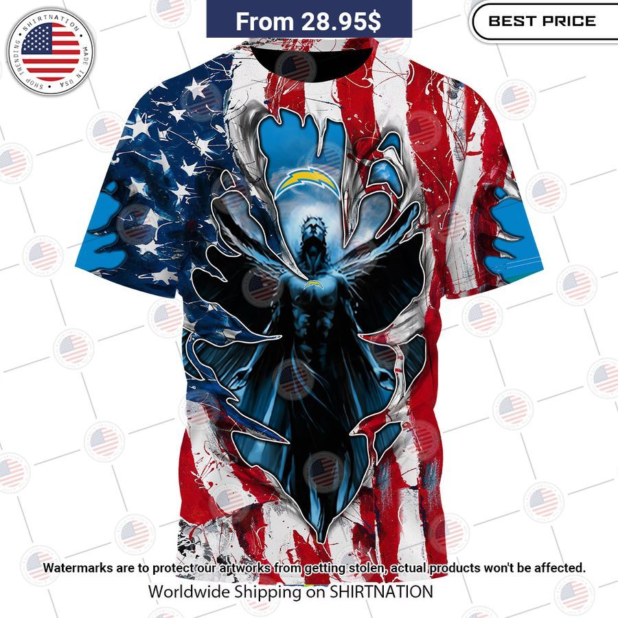 HOT Los Angeles Chargers US Flag Angel Shirt You look elegant man