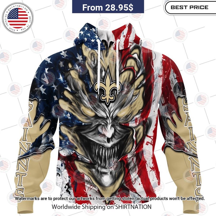 HOT New Orleans Saints Demon Face US Flag Shirt Good look mam