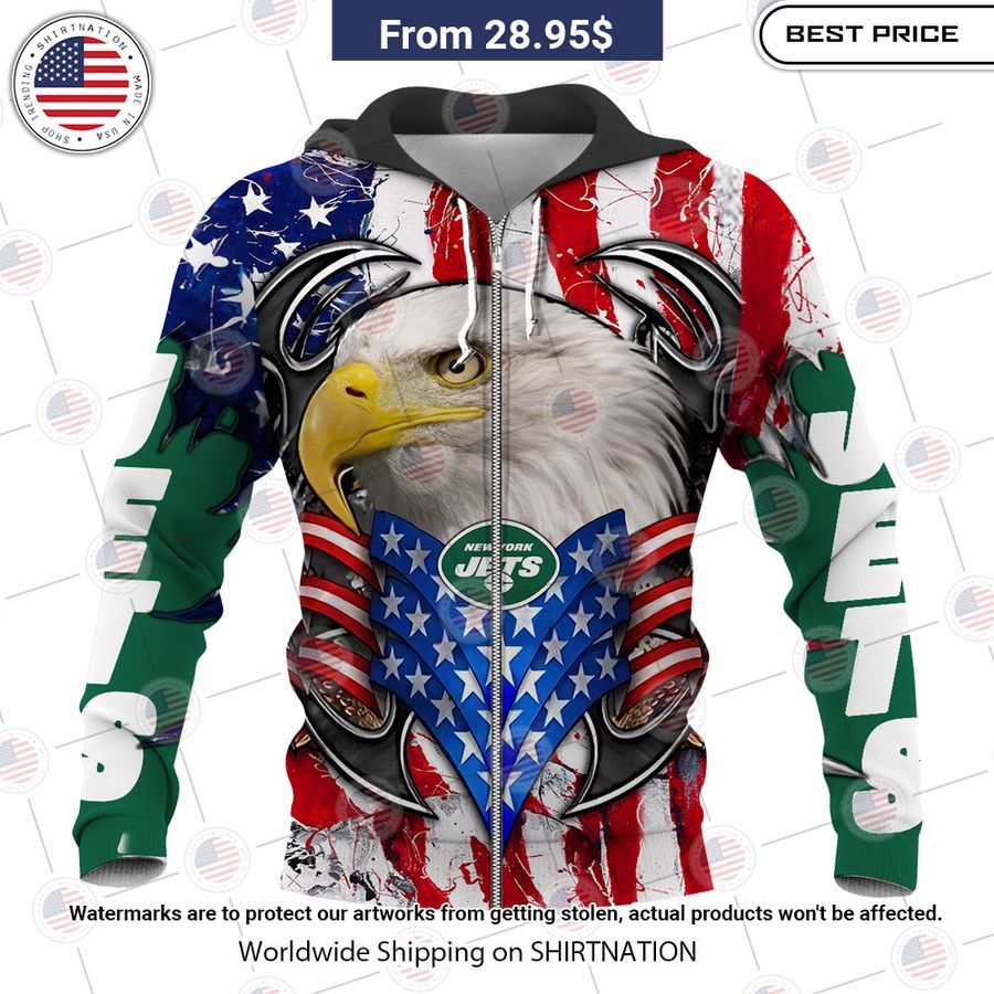 HOT New York Jets US Flag Eagle Shirt Cutting dash