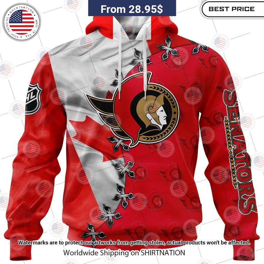 HOT Ottawa Senators Mix Canada Flag Hoodie Rocking picture