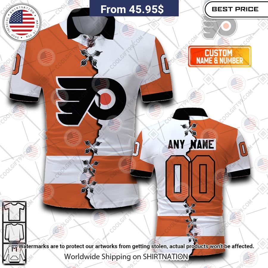 HOT Philadelphia Flyers Mix Home Away Jersey Polo Shirt Loving click